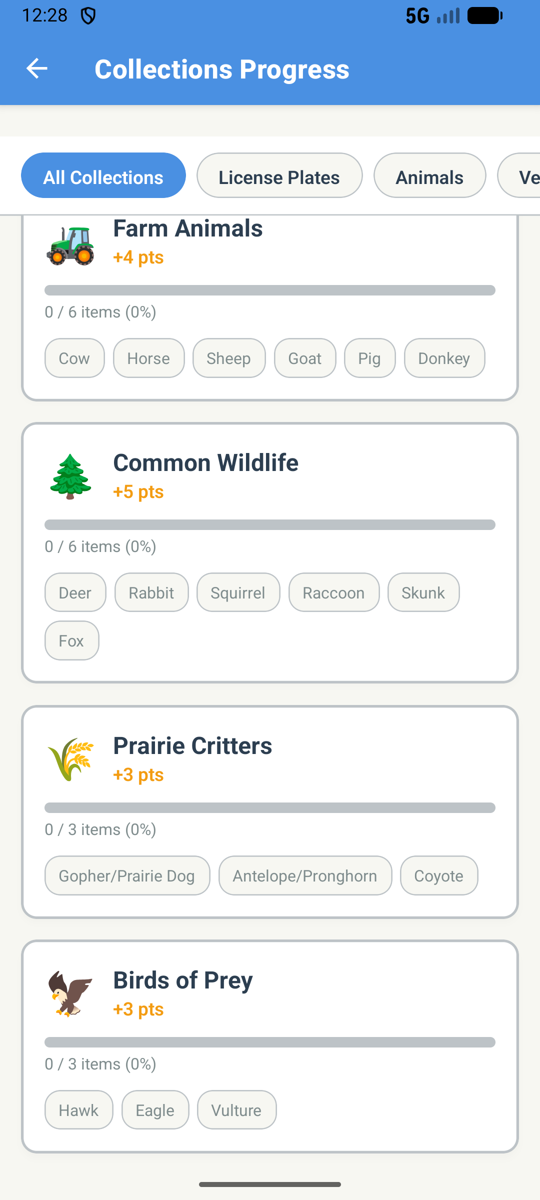 Complete collections for bonus points