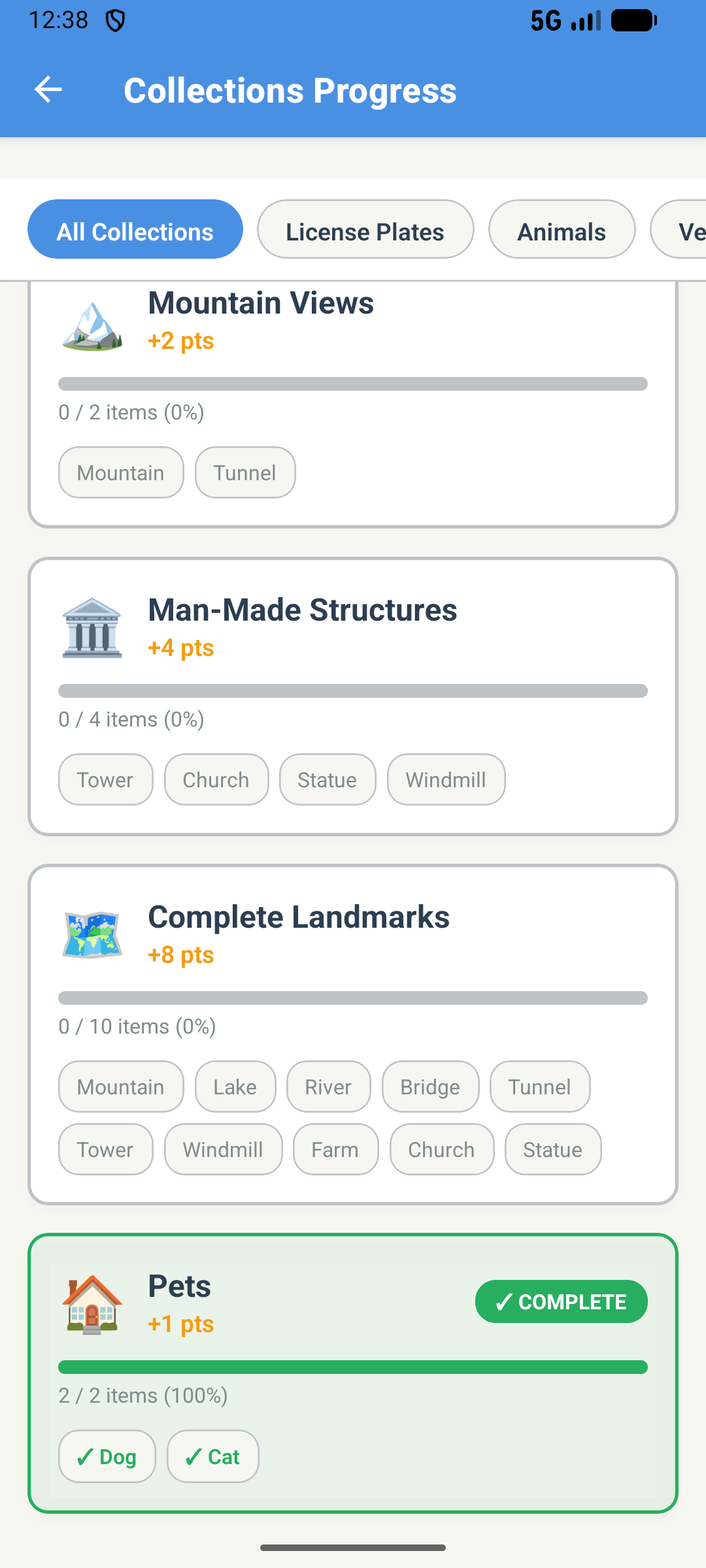 Track your collection progress